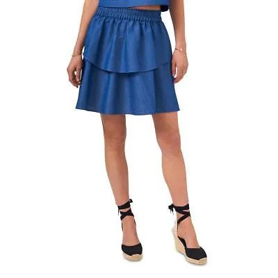 1.Синяя женская мини-юбка из шамбре, летняя многоярусная юбка XL BHFO 1950 года.