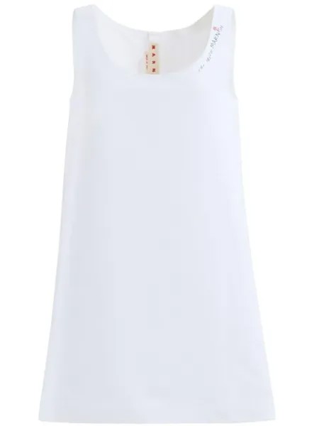 Marni платье мини с вышитым логотипом, белый