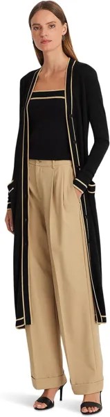 Свитер Two-Tone Cotton-Blend Cardigan LAUREN Ralph Lauren, цвет Black/Birch Tan