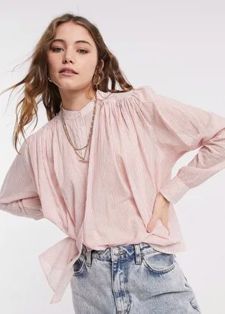 Легкая рубашка из хлопка со складками Maison Scotch-Розовый