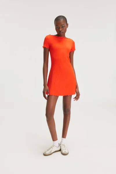 Мини-Платье со сборками и короткими рукавами Monki, оранжевый