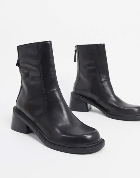 Черные ботинки из премиум-кожи ASOS DESIGN-Черный цвет