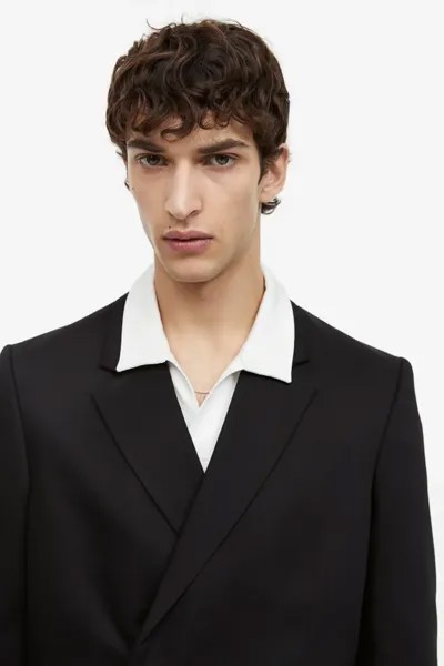 Двубортный пиджак regular fit H&M, черный