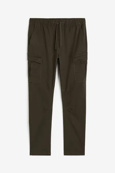 Брюки H&M Skinny Fit Cargo, темно-зеленый