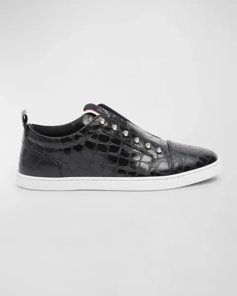 Мужские слипоны F.A.V Fique A Vontade с тиснением под кожу крокодила Christian Louboutin, цвет Black