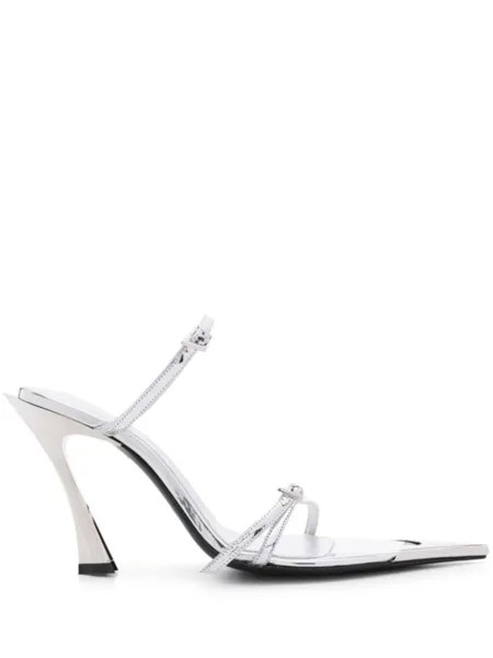 Mugler мюли с эффектом металлик, серебристый