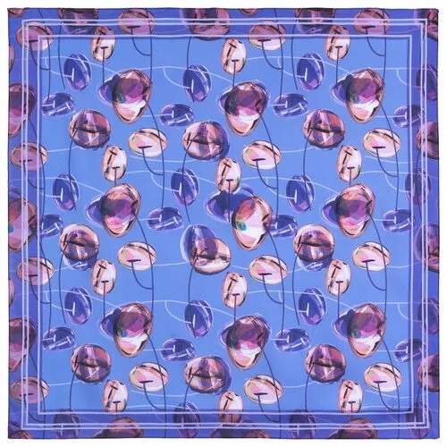 Платок Павловопосадская платочная мануфактура,80х80 см, синий, фиолетовый