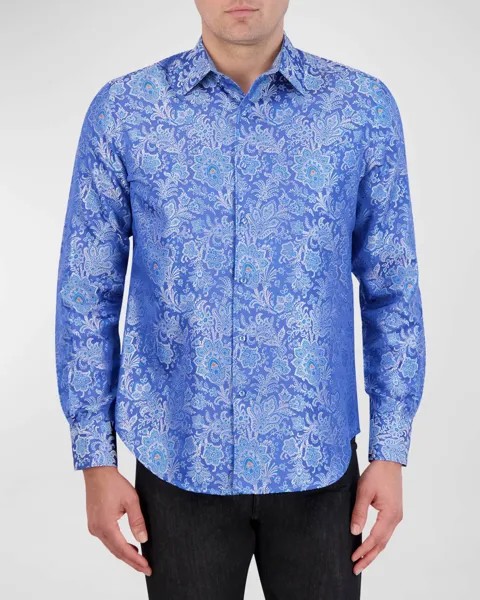 Мужская жаккардовая спортивная рубашка с узором пейсли Robert Graham, цвет Light Blue