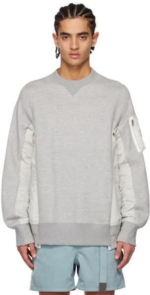 Толстовка Grey & Off-White Sponge Sweat MA-1 sacai