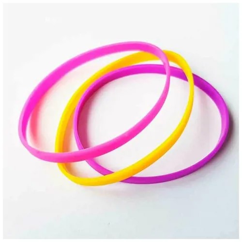 Комплект браслетов, 3 шт., размер 20 см, размер L, диаметр 6.4 см, розовый, желтый