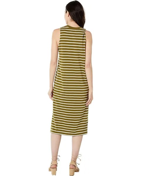 Платье Madewell Organic Cotton Crewneck Tank Midi Dress in Stripe, цвет Vintage Moss