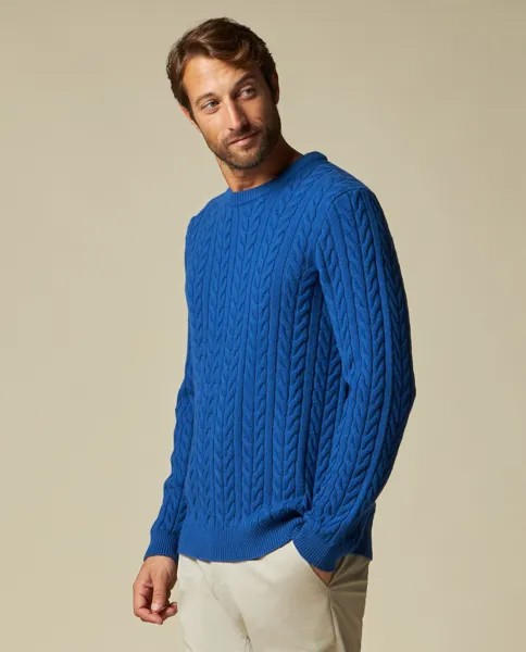 Мужской свитер Rumford из смесовой овечьей шерсти с косами RUMFORD, электрический синий