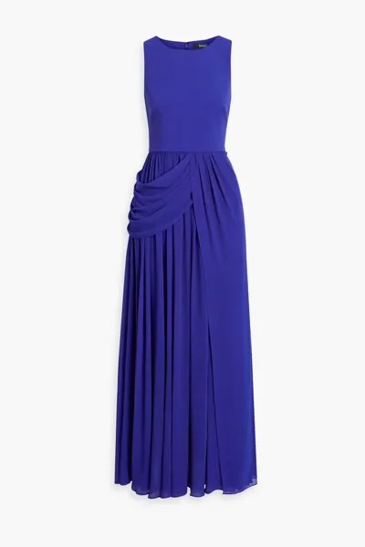 Драпированное шифоновое платье Badgley Mischka, королевский синий