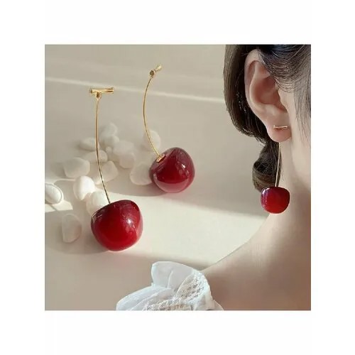 Серьги , бордовый, красный