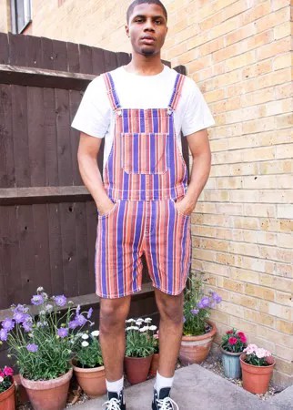 Джинсовый комбинезон в разноцветную полоску ASOS DESIGN-Многоцветный