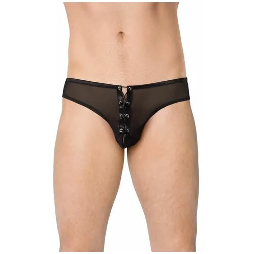 Сексуальный мужские трусы-стринги со шнуровкой XL, черный