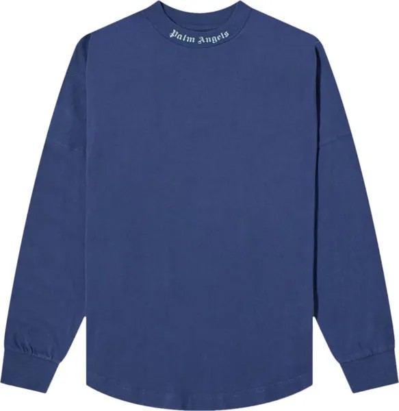 Лонгслив Palm Angels Classic Logo Over Long-Sleeve Tee 'Blue Iridescent', синий