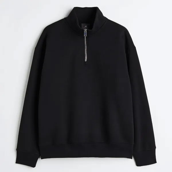 Свитшот H&M Relaxed Fit Half-zip, черный