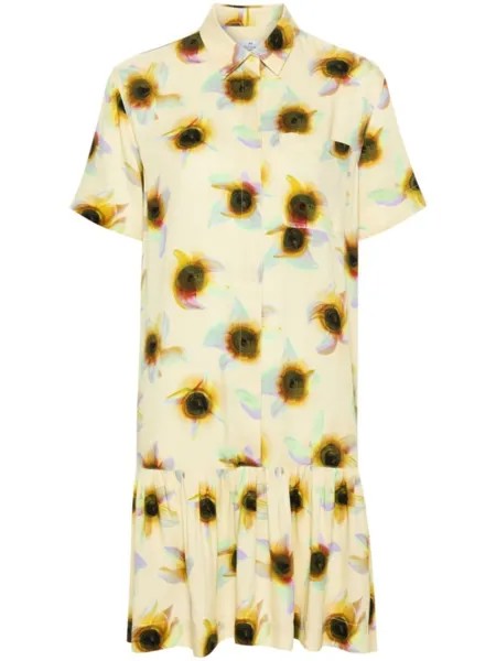 PS Paul Smith твиловое платье-рубашка Ibiza Sunflair, желтый