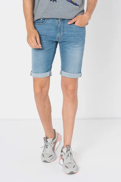 Короткие джинсы с потертым эффектом Pierre Cardin, синий