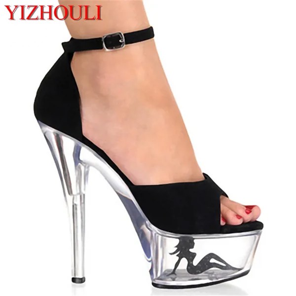 Женские туфли на шпильке 15 см, пикантные сандалии на очень высоком каблуке, водонепроницаемые, для шоу, подиума, клуба, танцев, Тайвань