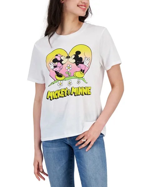 Футболка с рисунком Микки и Минни для юниоров Disney, белый