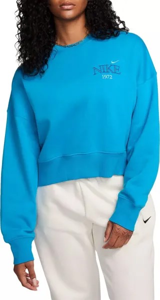 Женский свободный свитшот с круглым вырезом из флиса Nike Sportswear Phoenix Fleece, голубой