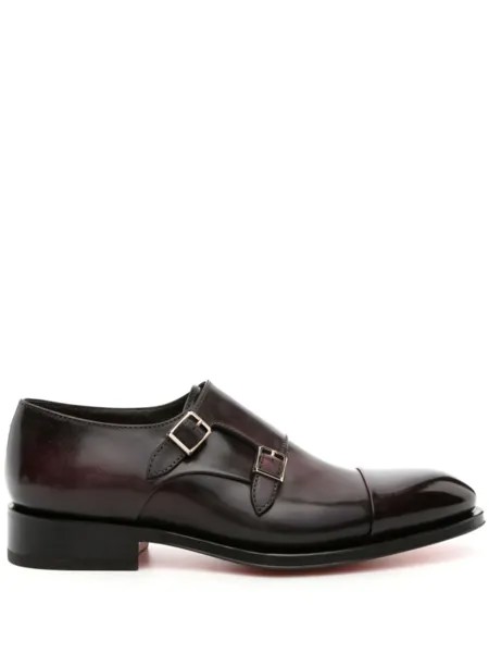 Santoni лоферы с пряжками, красный