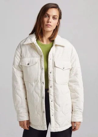 Кремовая стеганая куртка-рубашка Bershka-Белый