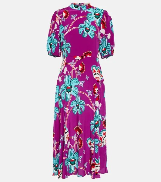 Платье миди Nella с цветочным принтом DIANE VON FURSTENBERG, разноцветный