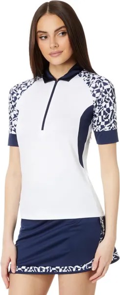 Поло Callaway Two-Tone Geo 1/2-Sleeve Zip Polo, цвет Brilliant White