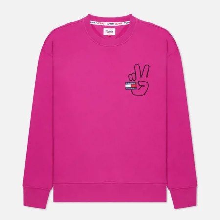 Мужская толстовка Tommy Jeans Badge Peace Crew Neck, цвет фиолетовый, размер M