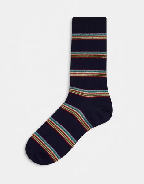 Темно-синие носки с фирменными полосками Paul Smith