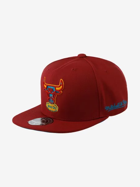 Бейсболка с прямым козырьком MITCHELL NESS 6HSFSH21251-CBUCARD Chicago Bulls NBA (малиновый), Мультицвет