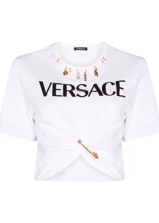 Versace charm-embellished logo-print T-shirt