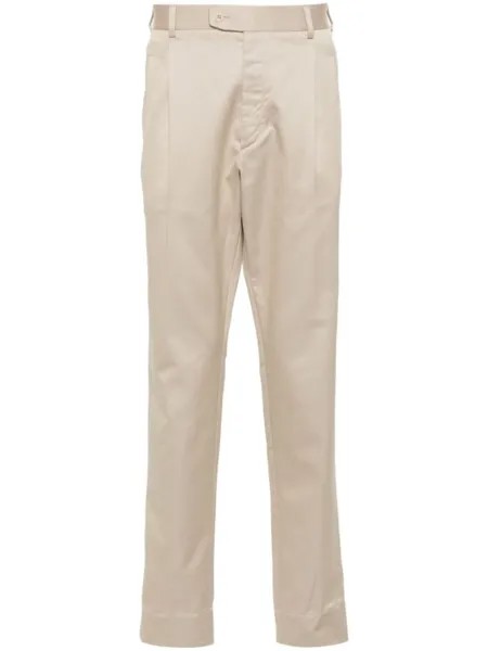 Brioni узкие брюки строгого кроя, коричневый