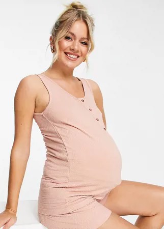 Светло-розовый пижамный комплект с шортами и возможностью кормления Mamalicious Maternity-Розовый цвет