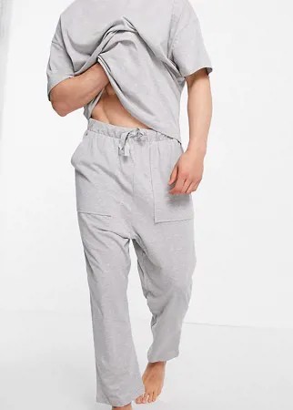 Серая меланжевая пижама с джоггерами и футболкой для дома ASOS DESIGN-Серый