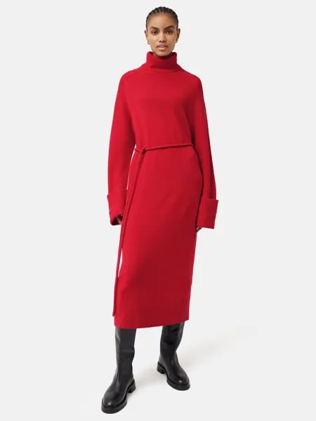 Платье-джемпер из мериносовой шерсти Jigsaw, красный