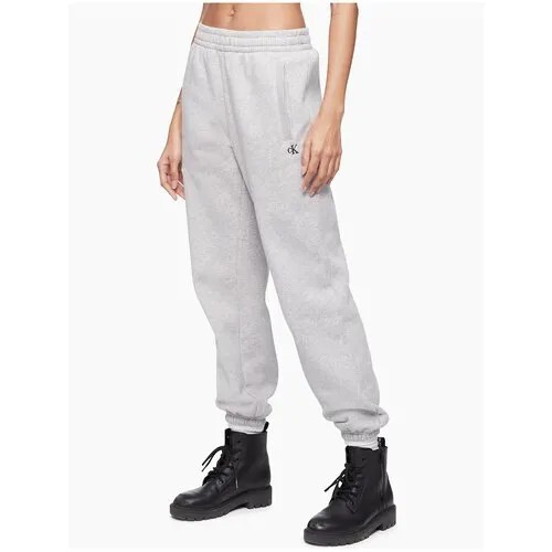 Джоггеры Calvin Klein S серые на флисе с маленьким лого на бедре Archive Logo Fleece Joggers