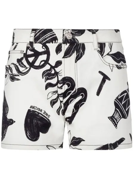 MOSCHINO JEANS короткие шорты с графичным принтом, белый