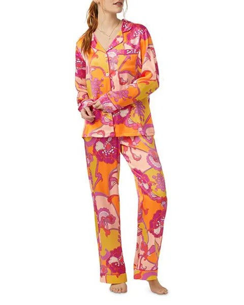 Длинный шелковый пижамный комплект с принтом BedHead Pajamas, цвет Orange