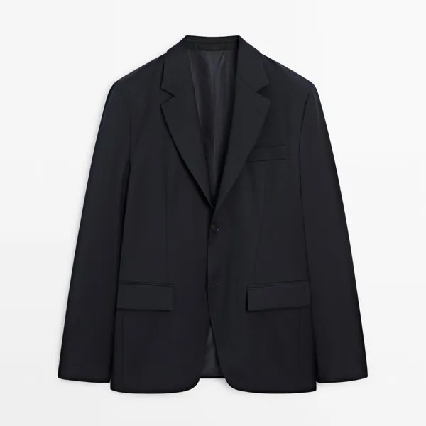 Пиджак Massimo Dutti Wool Stretch Suit, темно-синий