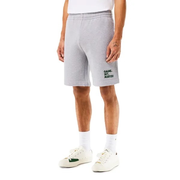 EMBROIDERED SLOGAN FLEECE JOGGER SHORTS