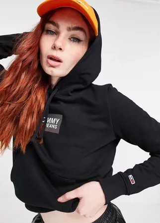 Укороченный худи черного цвета с логотипом Tommy Jeans-Черный
