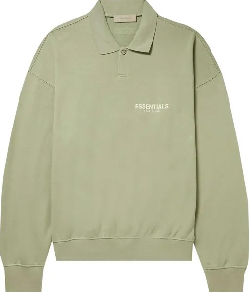 Лонгслив Fear of God Essentials Long-Sleeve Polo 'Seafoam', зеленый