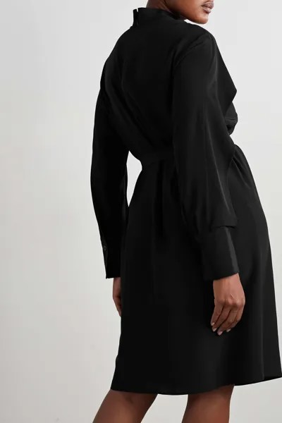 JOSEPH платье Alfreda из шелкового крепдешина с поясом и драпировкой, черный