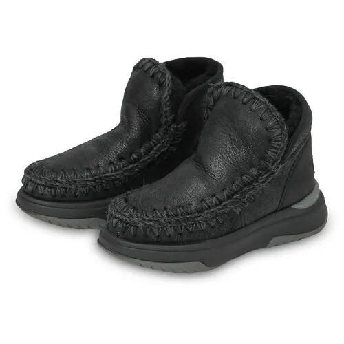 Ботинки  Mou, демисезон/зима,натуральная кожа, размер 37, черный
