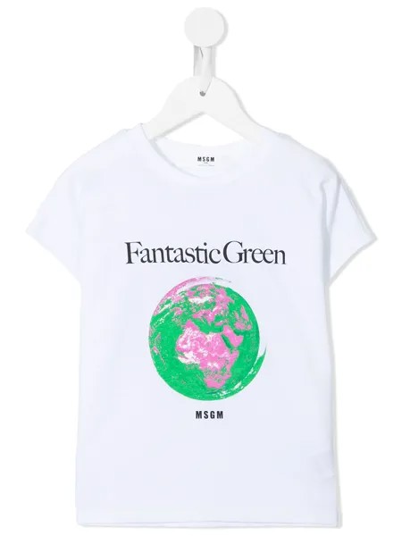 MSGM Kids футболка с принтом Fantastic Green