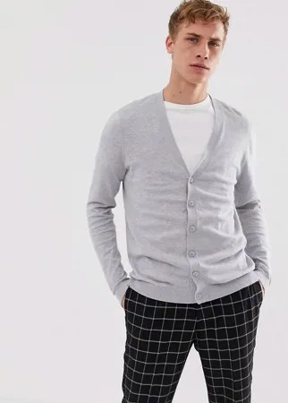 Серый хлопковый кардиган ASOS DESIGN